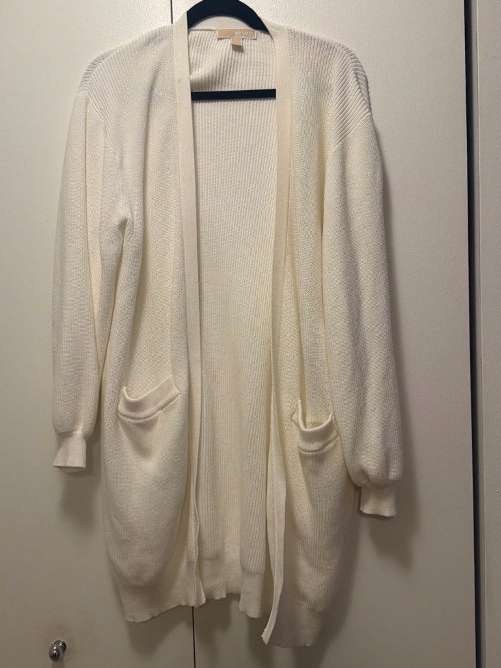 MICHAEL Michael Kors Cream Open-Front Long Cardigan